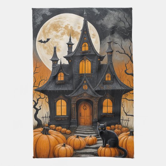 幽霊のよく出る収穫夜 キッチンタオル (縦)