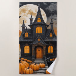 幽霊のよく出る収穫夜 ビーチタオル