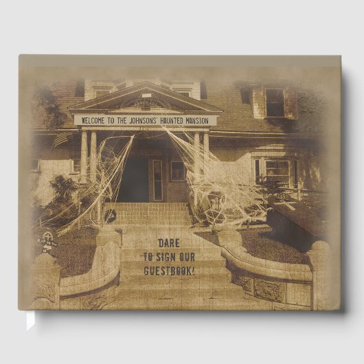幽霊のよく出る家（カスタマイズ可能）ハロウィーン ゲストブック (正面)