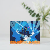 幽霊のよく出る家、幽霊、カボチャ ポストカード (スタンド正面)