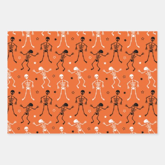 幽霊のよく出る家、踊り骨格及びクモ ラッピングペーパーシート (正面)