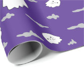 幽霊のよく出る幽霊と雲ダークパープルハロウィーン ラッピングペーパー (ロールコーナー)