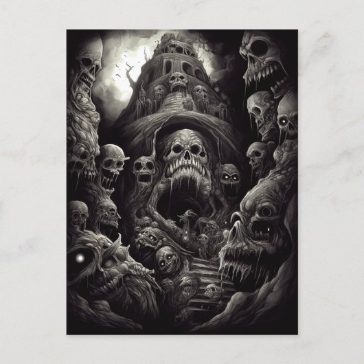 幽霊のよく出る建物モンスターホラー絵葉書 ポストカード (正面)