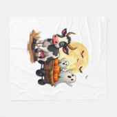 幽霊のよく出る牛 フリースブランケット (正面(横))