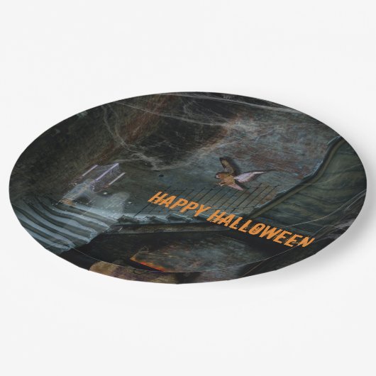 幽霊のよく出る階段ハロウィーン ペーパープレート (アングル)