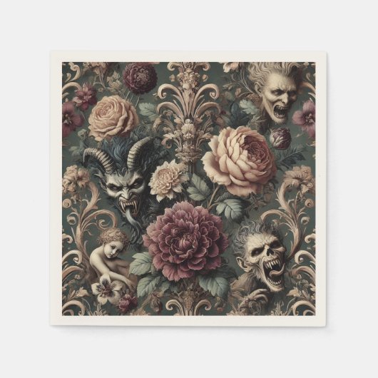 幽霊のよく出る高調波 – ゴシックビクトリアン スタンダードカクテルナプキン (正面)