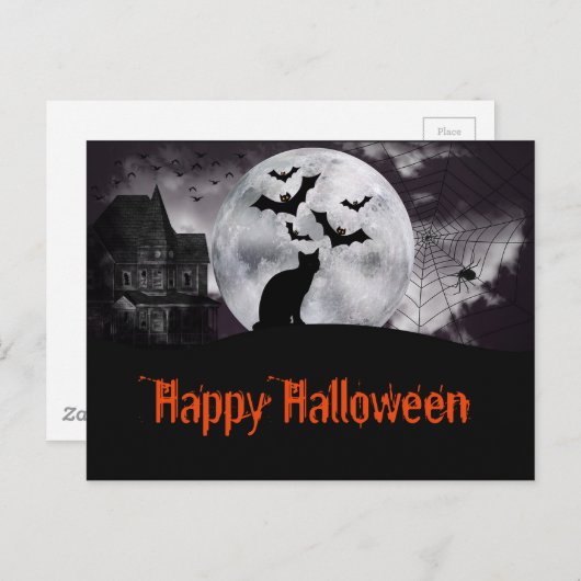 幽霊のよく出る黒猫とこうもりの家 ポストカード (正面/裏面)