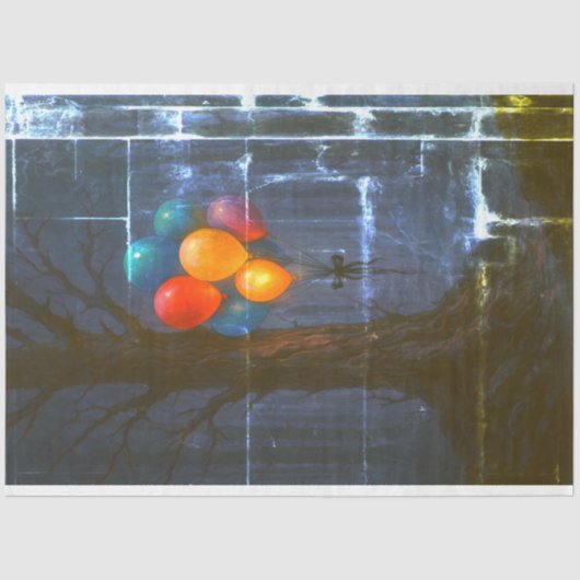 幽霊のよく出るForest Balloons Decompage紙 | ゴシックの 薄葉紙 (正面)