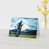 幽霊のオオカミの遠ぼえのバースデー・カード カード (黄色い花)