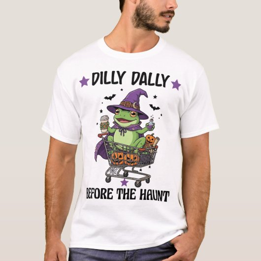 幽霊のカエル ハロウィーン ショッピングの前にぐずぐずする C Tシャツ (正面)