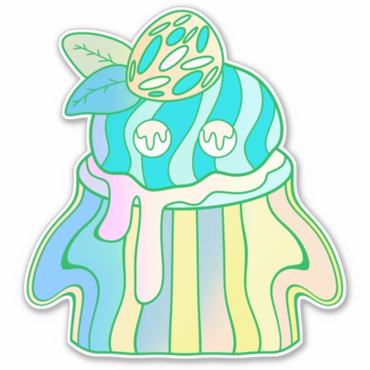 幽霊のカップケーキ シール (正面)