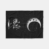 幽霊のカップル 月 ギター ハロウィン フリースブランケット (正面(横))