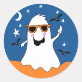 幽霊のガスの子供たちの可愛いハロウィンとコウモリ ラウンドシール (正面)