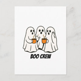 幽霊のコーヒー愛飲者 ブー・クルー ハロウィングラフィック シーズンポストカード