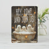 幽霊のジャグジーおもしろいパック大人ハロウィーン 招待状 (スタンド正面)