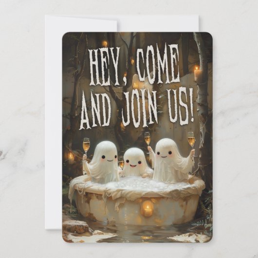 幽霊のジャグジーおもしろいパック大人ハロウィーン 招待状 (正面)