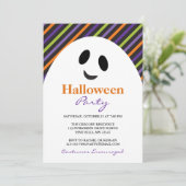 幽霊のストライプなハローウィンパーティの招待状 招待状 (スタンド正面)