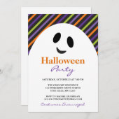 幽霊のストライプなハローウィンパーティの招待状 招待状 (正面/裏面)