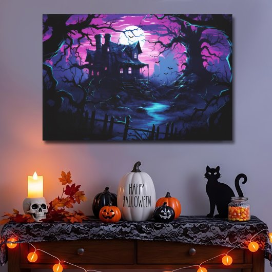 幽霊のハロウィンマナーへのトワイライトパス キャンバスプリント