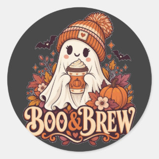 幽霊のハロウィン お化けとコーヒー ラウンドシール