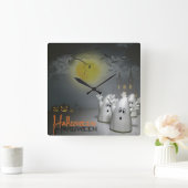 幽霊のハロウィン スクエア壁時計 (ホーム)