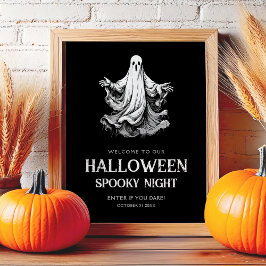 幽霊のハロウィン・スプーキー・ナイト・パーティーサイン ポスター