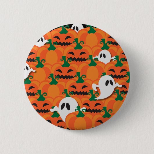 幽霊のハロウィン・パンプキンパッチ 缶バッジ (正面)