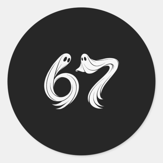 幽霊のハロウィン 6 7 ミーム 67 面白いデザイン ラウンドシール (正面)