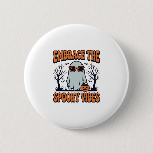 幽霊のハロウィンTシャツでお化けの雰囲気を楽しもう_1 缶バッジ (正面)