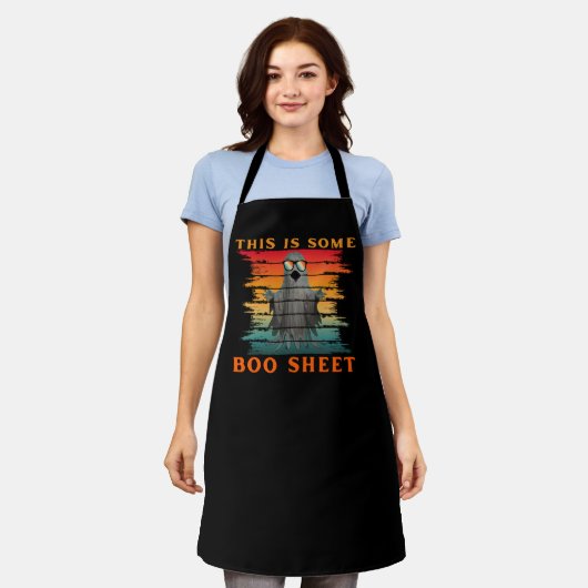 幽霊のハロウィーンお化け エプロン (着用した状態)