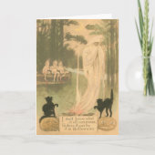 幽霊のハロウィーンのカボチャのちょうちんの黒猫の小妖精や小人 カード (正面)