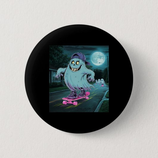幽霊のハロウィーンを待っている間 缶バッジ (正面)