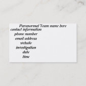 幽霊のハンターは暗い名刺のそれをします 名刺 (裏面)