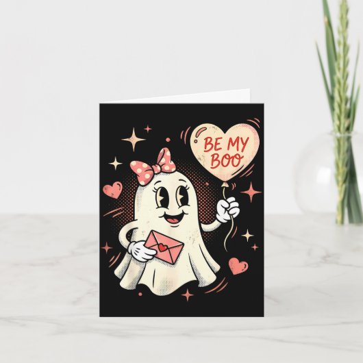 幽霊のハートバルーンのバレンタインラブレター カード (正面)