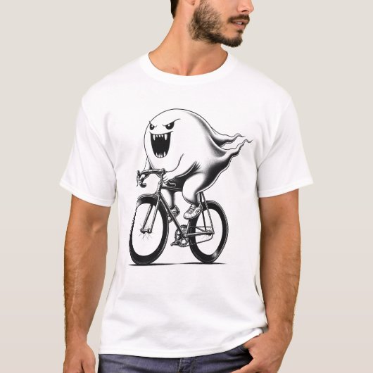 幽霊のバイク乗り ファニー バイシクル ギフト Tシャツ (正面)