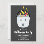 幽霊のバケツキャンデーの子供のハローウィンパーティの招待状 招待状 (正面)