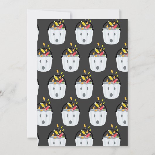 幽霊のバケツキャンデーの子供のハローウィンパーティの招待状 招待状 (裏面)