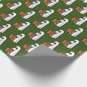 幽霊のバッグトリックまたはダークグリーンの処理 ラッピングペーパー (角)