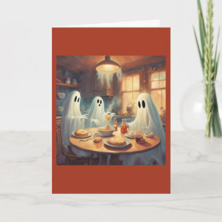 幽霊のパンケーキ朝食 ハッピーハロウィン カード