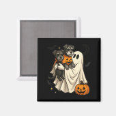 幽霊のミニチュアシュナウザーハロウィン マグネット (正面/裏面)
