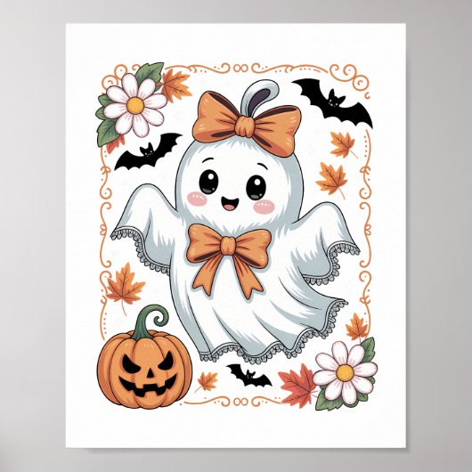 幽霊のレース模様のハロウィーン ポスター (正面)