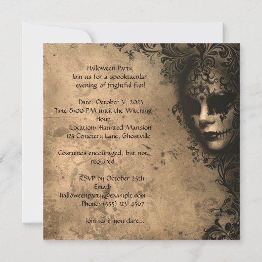 幽霊の仮面舞踏会社交ダンス 招待状 (裏面)