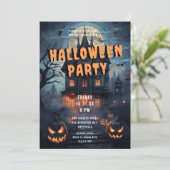 幽霊の出るヴィクトリアンハウスのハロウィンパーティー招待状 招待状 (スタンド正面)