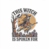 幽霊の出る墓地 ヴィンテージ風の文字 Funny Witch Tシャツ シール (正面)