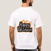 幽霊の出る屋敷の満月のハロウィーンのシルエット Tシャツ (裏面)