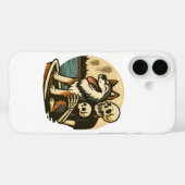 幽霊の出る湖の上の骸骨と犬のホラーアート Case-Mate iPhoneケース (裏面 (横))