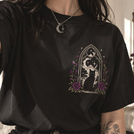 幽霊の出る黒猫 ゴシックデザイン Tシャツ