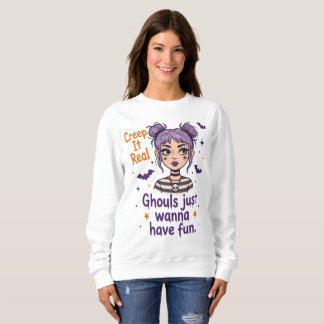 幽霊の夜のハロウィンTシャツ、魔女っ子ガールズ・ナイト スウェットシャツ