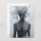 幽霊の女と白い花はがき ポストカード (正面/裏面)