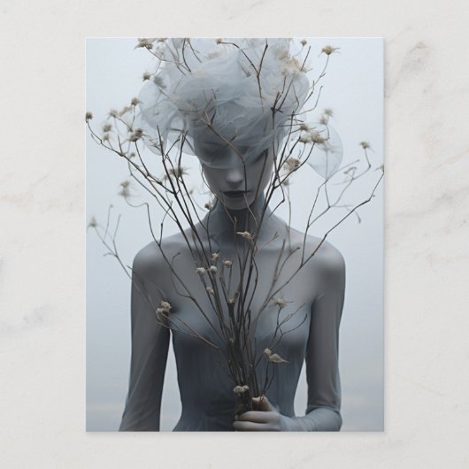 幽霊の女と白い花はがき ポストカード (正面)
